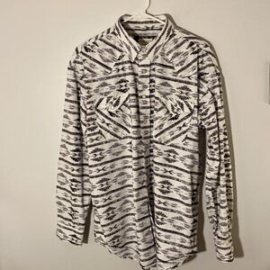 Panhandle Men’s SouthWestern Style Shirt Long Sleeve Pearl Snap Buttons Size L